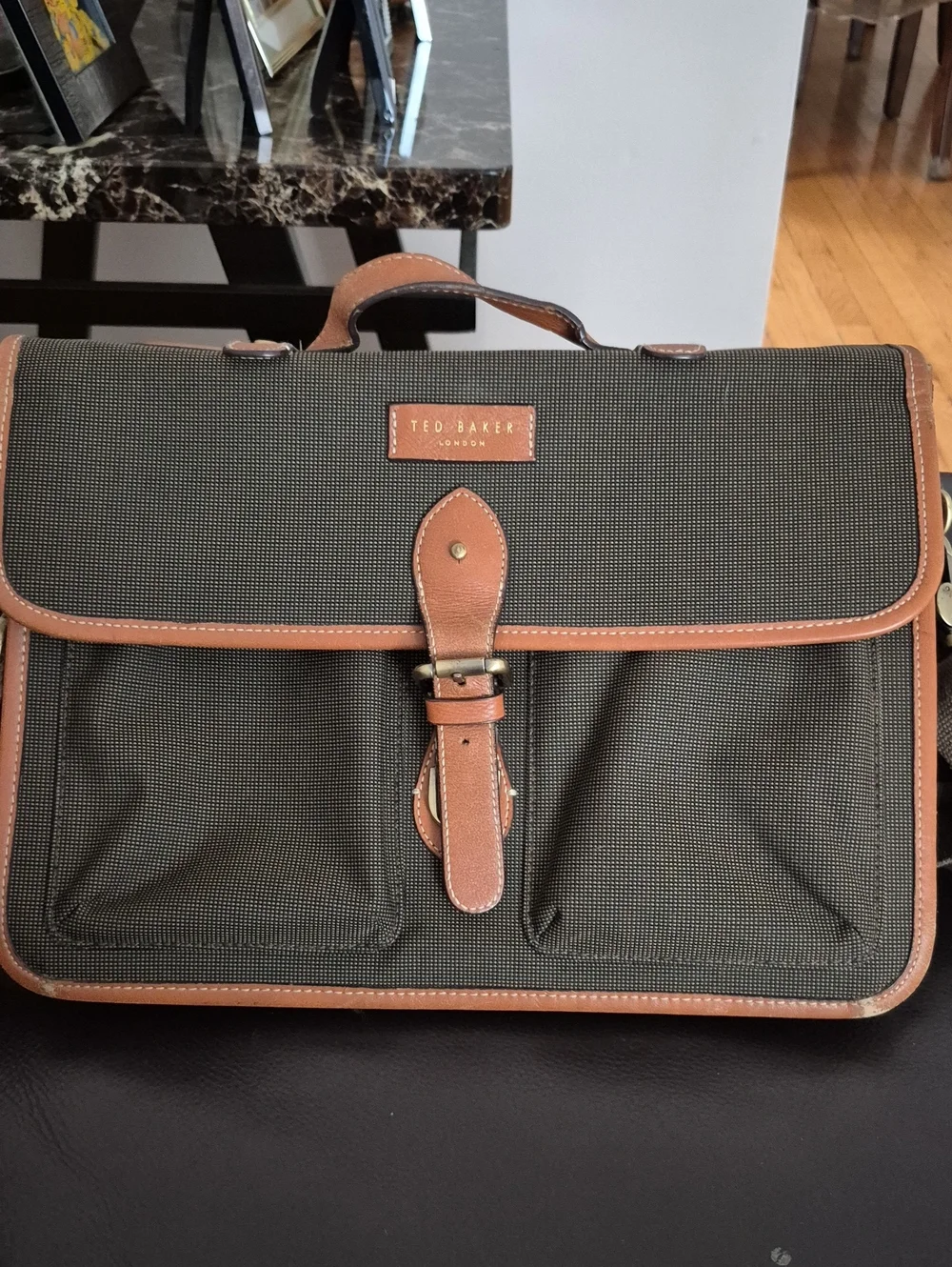 Ted Baker Men's Brow Trim Black Briefcase Satchel